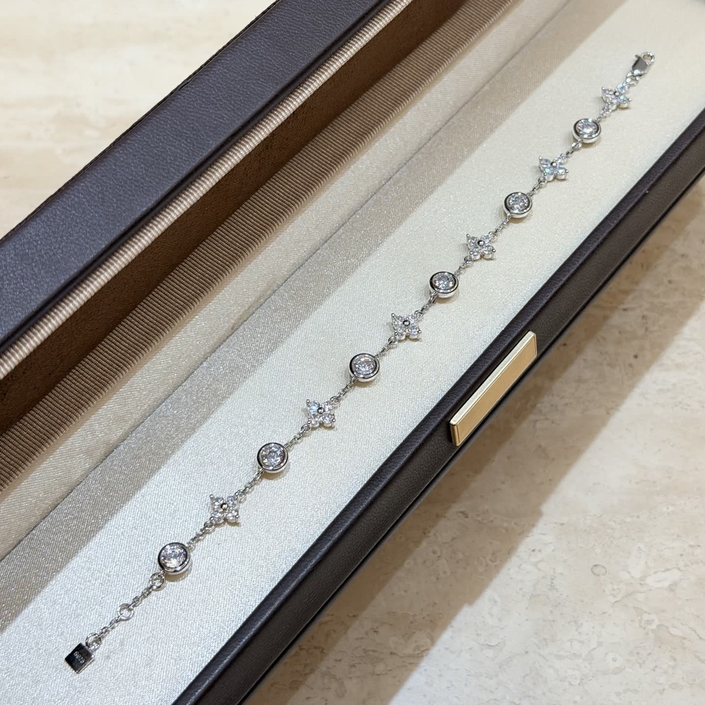 Van Cleef & Arpels S925 Silver Bracelet with Cubic Zirconia